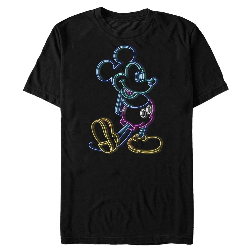 Men's Disney Bright Neon Mickey Mouse Outline T-Shirt