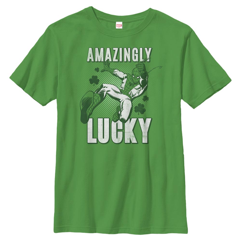 Boy's Marvel St. Patrick's Day Spider-Man Amazingly Lucky T-Shirt