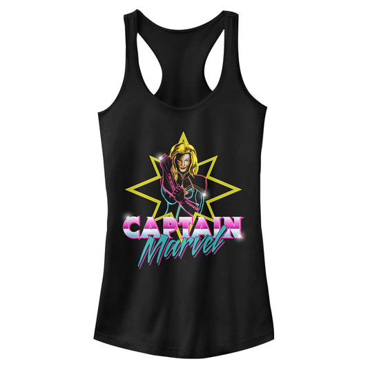 Junior's Marvel Captain Neon M Tank Top