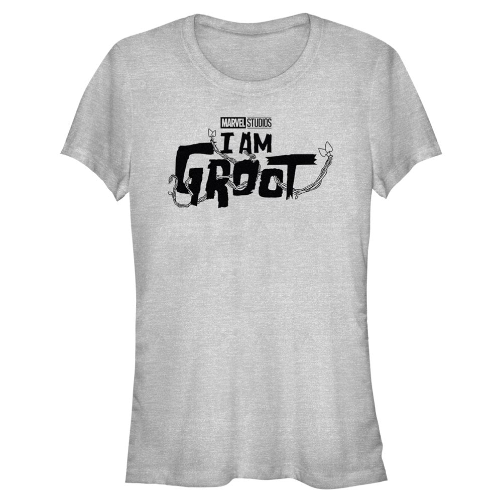 Junior's Marvel Groot Black Logo T-Shirt