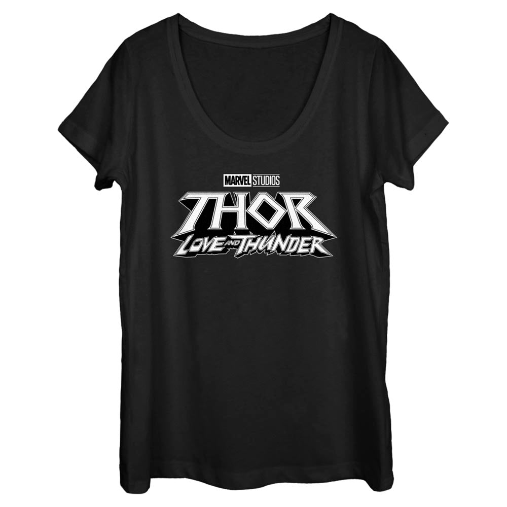 Women's Marvel Black Logo Scoop Neck T-Shirt