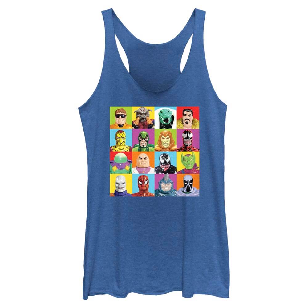 Junior's Marvel SPIDEY FIGURE SQUARES Tank Top