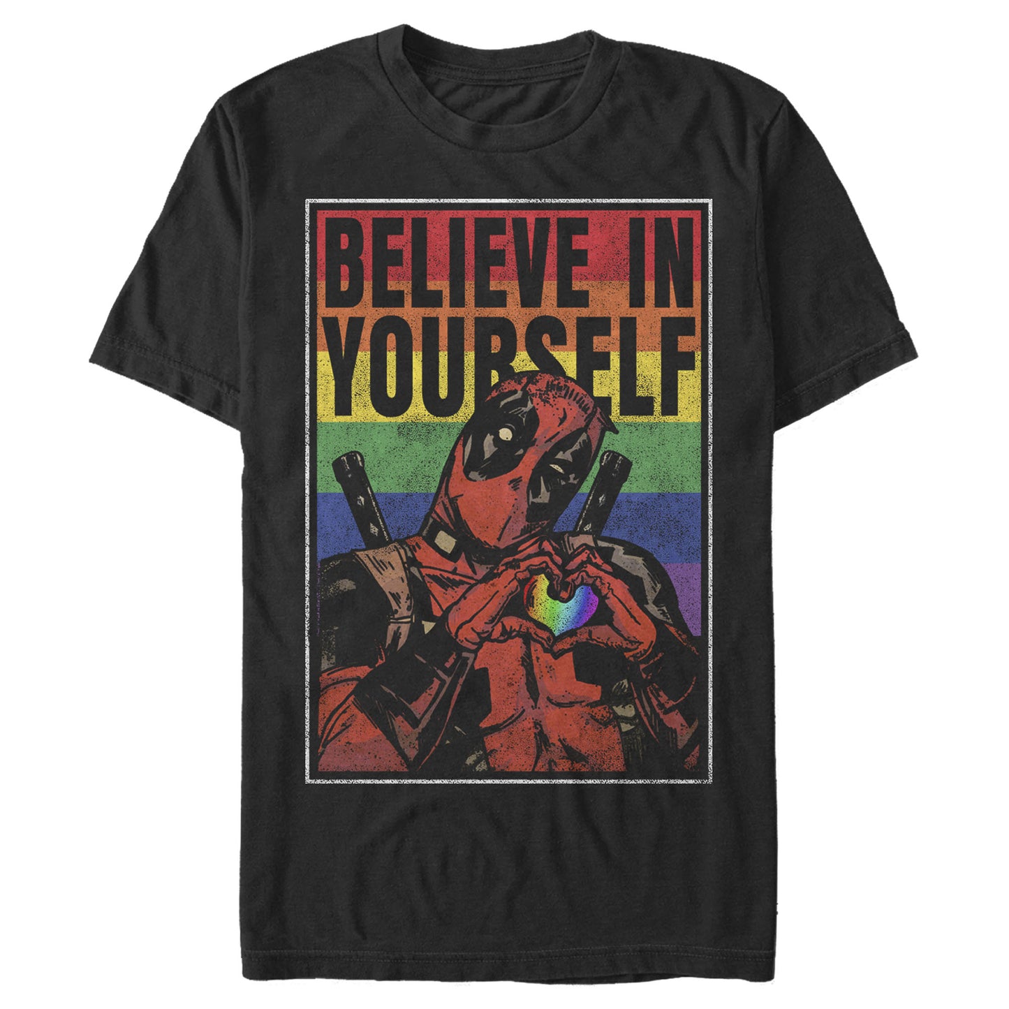 Men's Marvel Deadpool Believe Rainbow T-Shirt