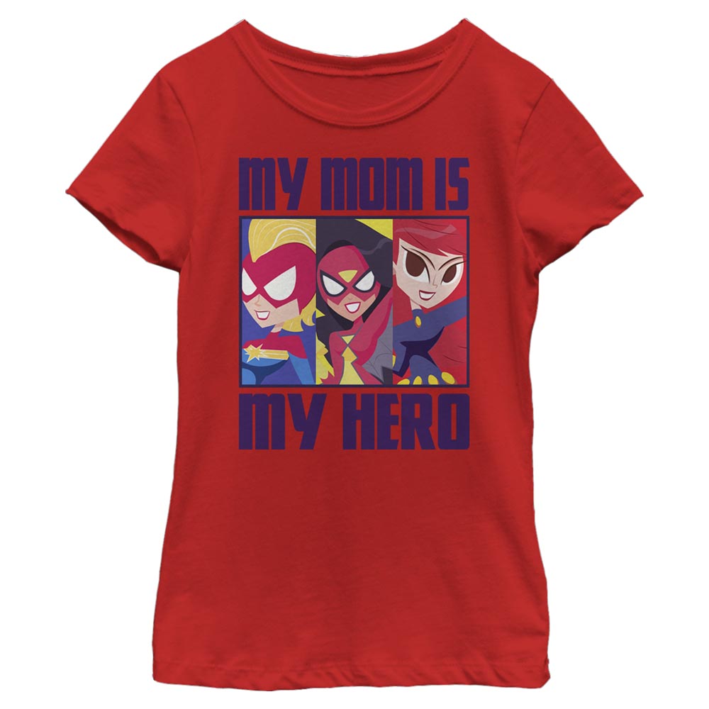 Girl's Marvel My Mom Is My Hero Cartoon Heroes T-Shirt