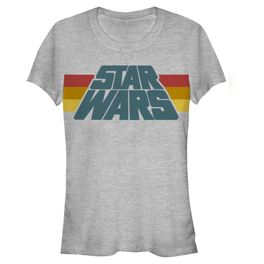 Junior's Star Wars Slant Logo Stripe T-Shirt